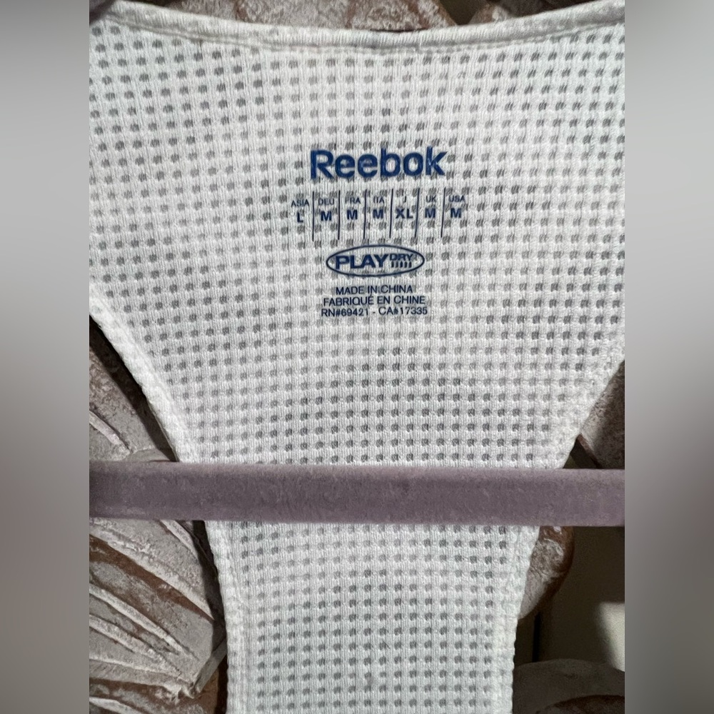 Reebok White Athletic Racerback Dress Built In Bra No Liner Sz M - Picture 2 of 3